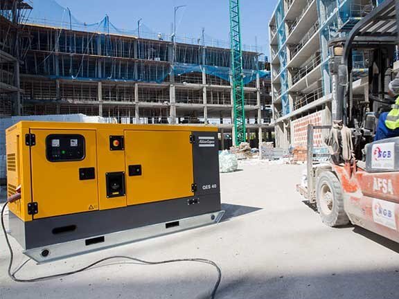 construction-generator-on-site temporary power at construction site
